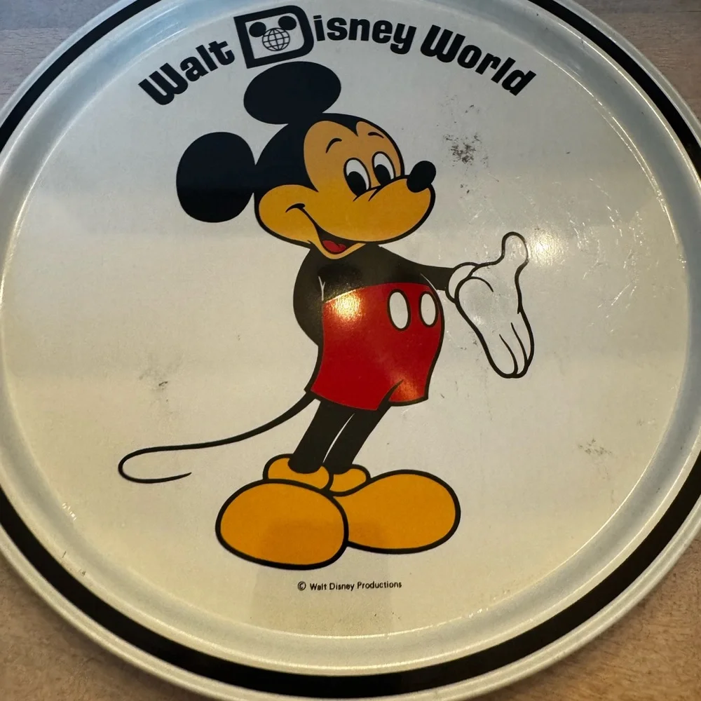 Walt‎ Disney World Mickey Mouse Tin Tray Souvenir Metal Plate 10.5” vintage